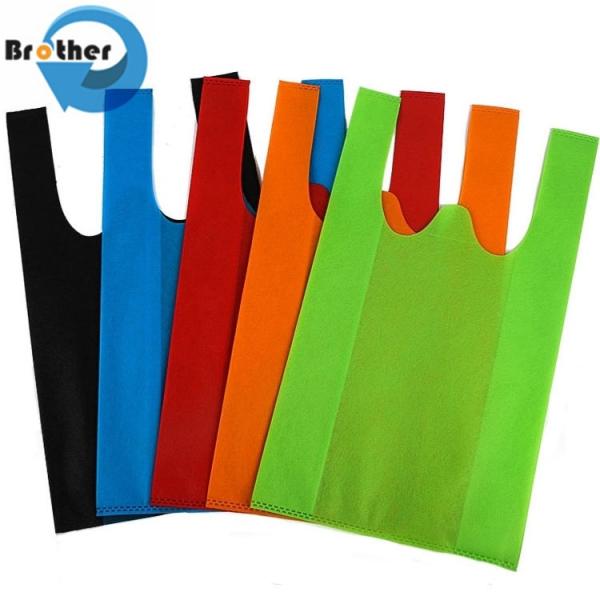 Promotional PP Non Woven TNT Bags/Polypropylene Nonwoven T Shirt Bags Bag/W-Cut Non-Woven Vest Carrier Shopping Bag