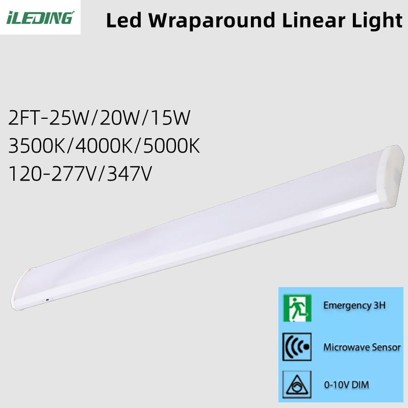 AC 110V ±10% 2FT 4FT Commercial LED Batten Wrap Light Surface Mounted Linear LED Wraparound Light