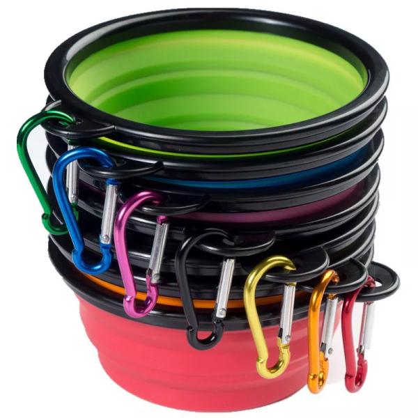 Custom Round Shape Collapsible Feeder Travel Cat Dog Water Food Pet Bowl