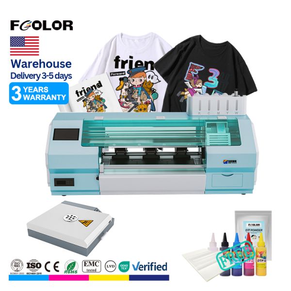 FCOLOR Factory Delivery DTF Machine Film Printer Heat Transfer Printing T Shirt Printing Xp600 Printer Head A3 DTF Printer