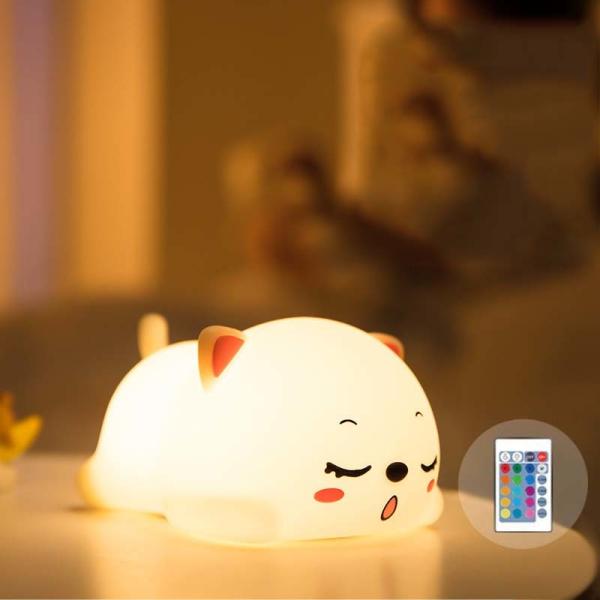 Ночной фонарь для детей Милый силиконовый щенко Ночной фонарь с 2 уровня яркости 7 цветов Каваи сенсорная лампа для спальни