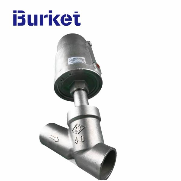 ss304 PN16 235psi Pneumatic  Sanitary Thread Ends Right Angle Seat Valve With Stainless Steel Actuator