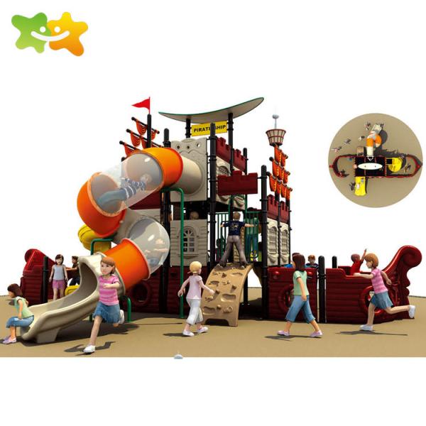 Kids Plastic Playground Slide Pirate Ship Adventure Playground Equipment