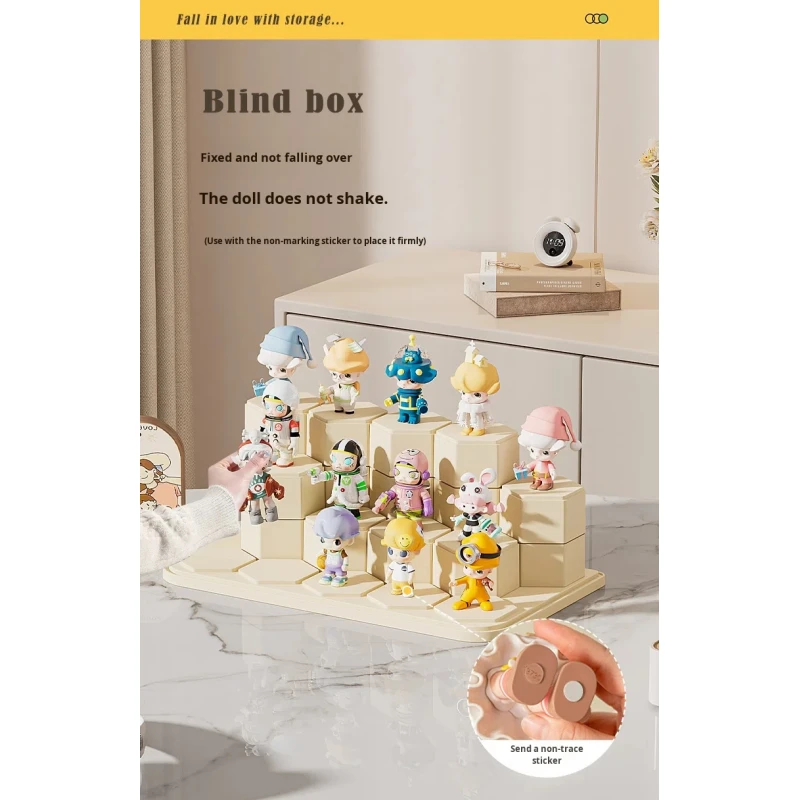 Hot Selling Acrylic Transparent Dustproof Blind Box Display Stand Storage Box with Building Block for Pop Mart Display