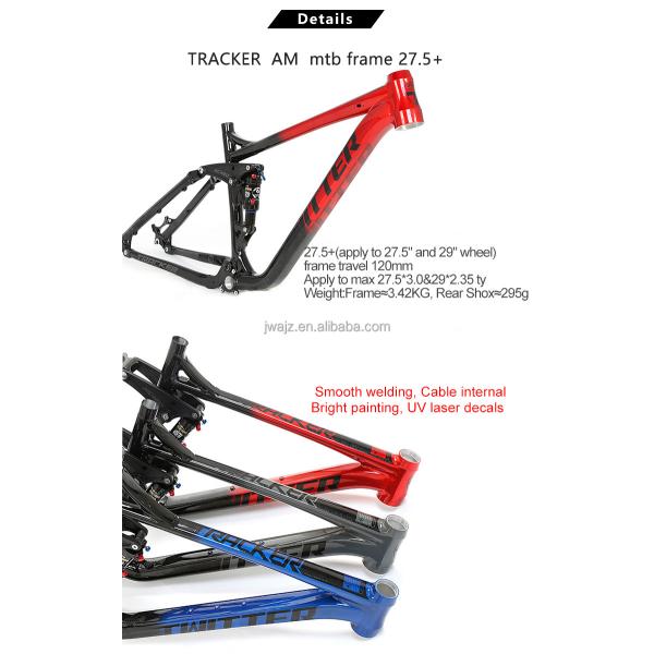 AL7005 Dual Suspension Mountain Bike Frame 120mm Travel for 17 19 Inch Downhill Bikes