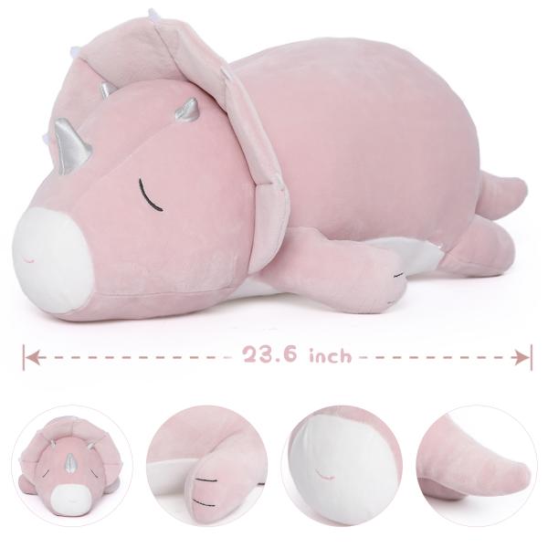 Factory Wholesale Plush Stuffed Sleeping Triceratops Dinosaur Hugging Toy Pillow for Birthday Gift Kids Girls