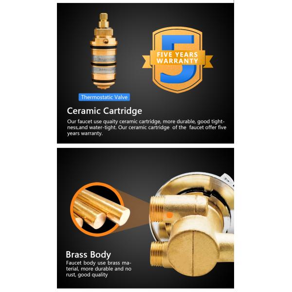 Distance 12.5CM Bathroom Fixtures And Fittings / 38 Degree Thermostatic Shower Mixer Valve