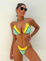 Bandeau Floral Sexy Bikini Couleur Jaune Parfait pour les vacances d'été à la plage