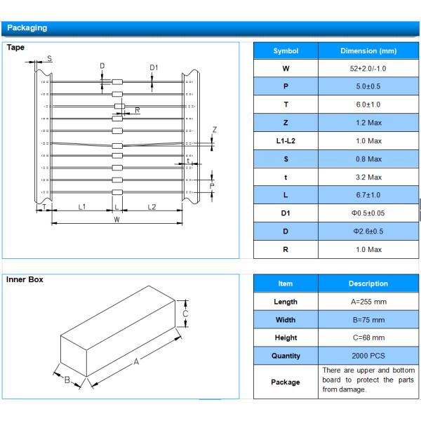 SCBE-141N Axial Lead Glass Discharge Tube SPG 140 VS Spark Gap Arrester