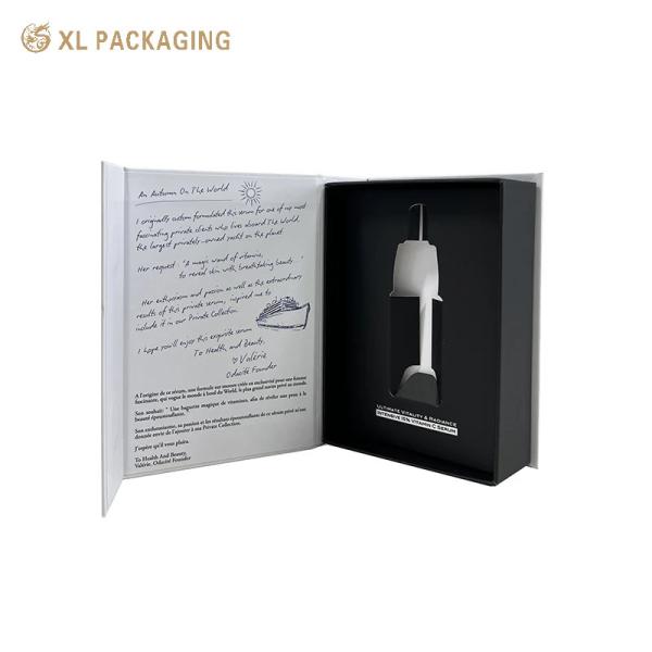 Luxury Soft Touch Magnetic Cosmetic Packaging Box, Rigid Skincare Gift Box with 350gsm Black Card Insert