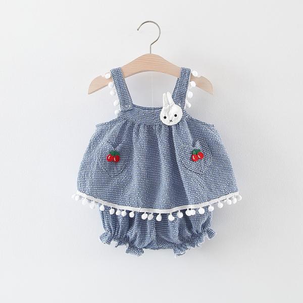 90CM Girls Cartoon Bunny Summer Short Overalls Plus Size Overall Shorts