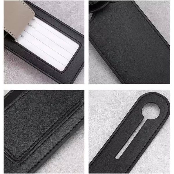 Customized Logo Travel Suitcase Tag PU Leather Luggage Tags Water Resistant