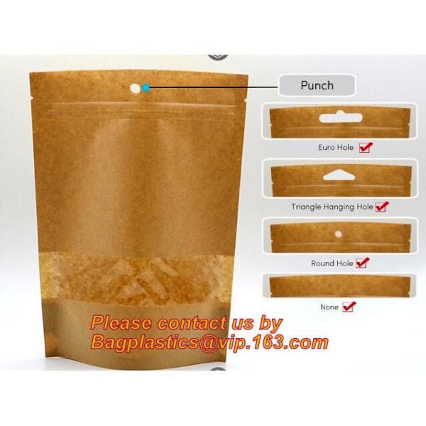 custom resealable recyclable kraft paper square bottom zipper bag, standup Zipper seal Kraft Paper Coffee Bag with Side