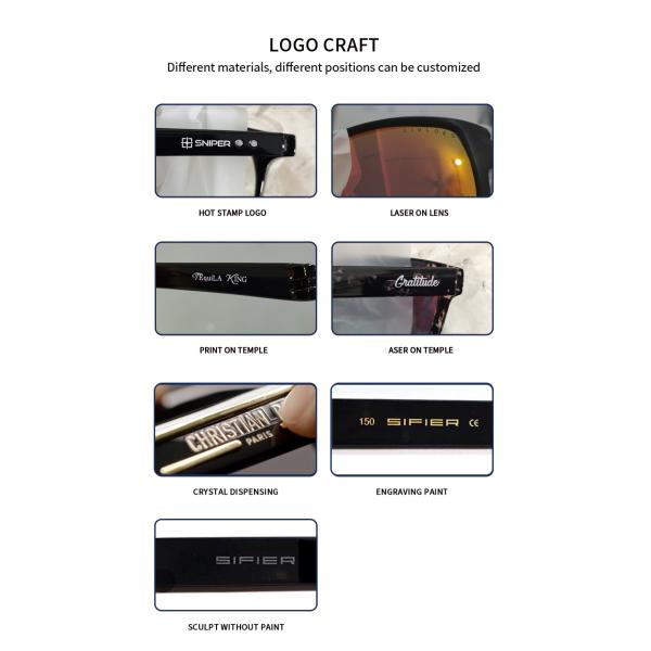 Поляризовыванное логотипа рамки зеркала солнечных очков ацетата покрытие изготовленного на заказ голубое