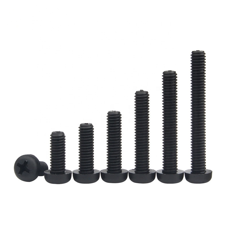 Phillips Round Head Black Nylon Screws Fastener M3.5 Threads for Metric Measurement System Grade Class 4 Electronics
