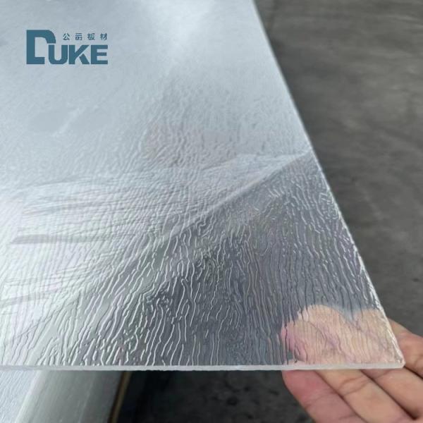 Folha acrílica listrada em forma de V, transparente, de textura de pedra Folhas extrudidas