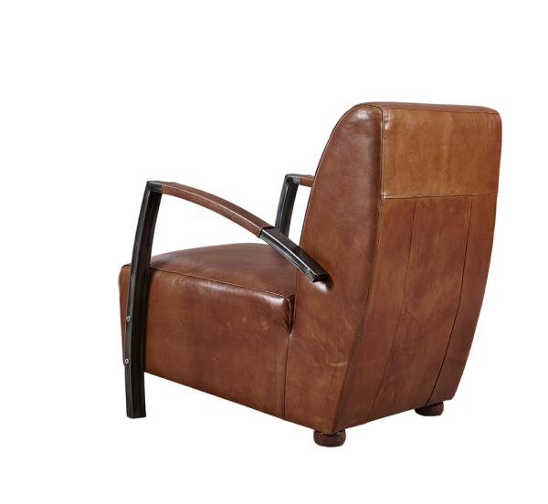 Light Brown Tan Leather Accent Chair , Leather Relaxing Chair Durable Iron Armrest