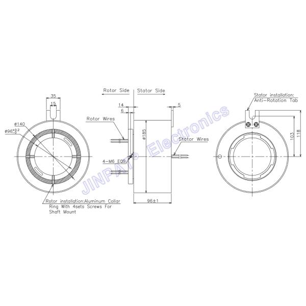 LPT096 300 оборотов в минуту через отверстие скользящего кольца внутренний диаметр 96 мм