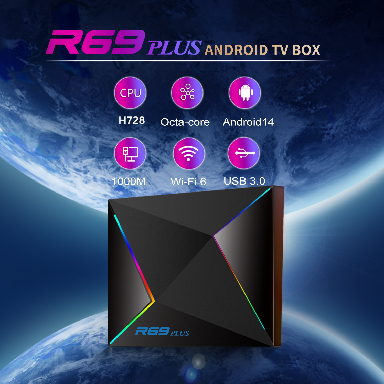 4K Ultra HD Android TV Box R69 Plus Smart Streaming Media Player with High-Speed 5G WiFi, Bluetooth, Support Popular Streaming Apps & 3D Movies, All-in-One Setup for Living Room
