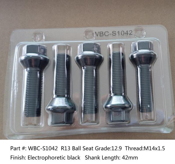 Shank 42mm Grade 12.9 M14x1.5 Extended Wheel Bolts For VW & AUDI