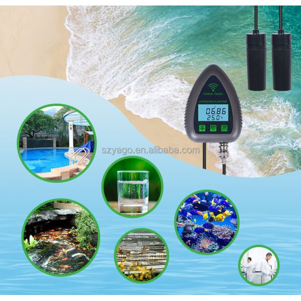 Wifi Online Digital PH Meter 5 in 1 GS&TEMP&PH with 0-19900ppm TDS and 0-199.0ppt Salinity for Aquarium and Hydroponics