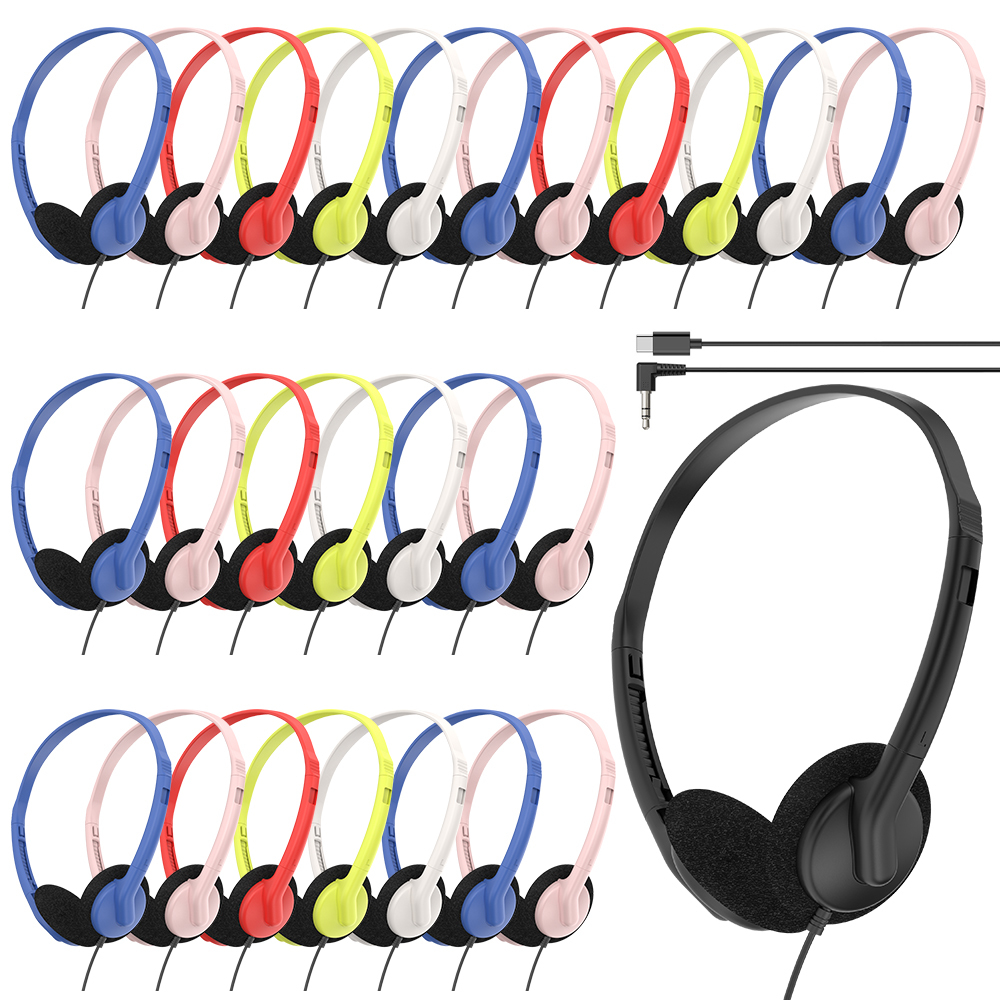 JTY-0121 Wired Head Mounted Headphones 3.5mm/Type-C Plug Lightweight Headphones Comfortable Earcups Stereo Audio Headphones Suitable for Aviation/Train/Classroom/Office/Museum OEM/ODM Customization