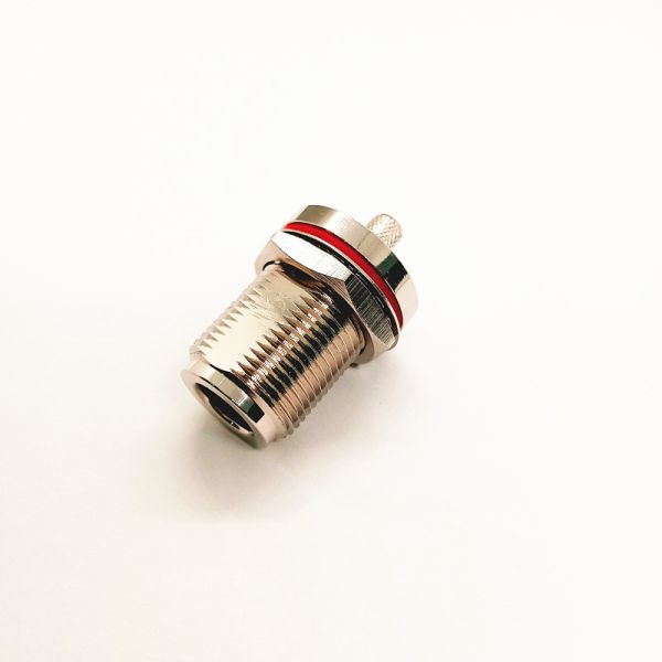 N-C-KY-3 N Type Female Straight Bulkhead Crimp Jack RF Coaxial Connector 50Ω Gold-plated Brass IP67 Waterproof