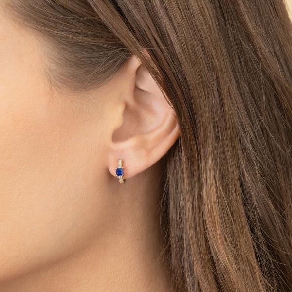 925 Sterling Silver Mini Gold Plated Baguette Hoop Huggie Earrings для женщин Ювелирные изделия