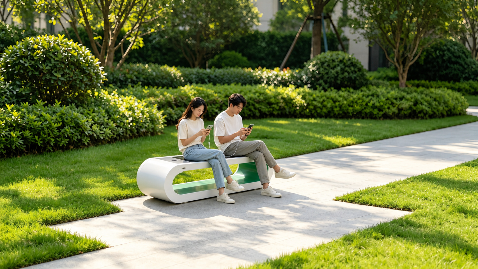 Campus Intelligent Bench Bluetooth Audio Solar Powered Smart Bench With Speaker System