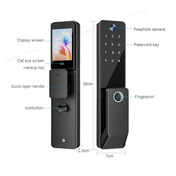 TH-506 Чёрный Алюминиевый Full Auto Smart Entry Дверные замки Биометрический код Карта Ключ Туя