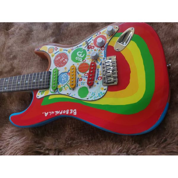 Custom Grand George Harrison Rocky Electric Guitar Accept Guitar and Bass with Colorful Pickups OEM