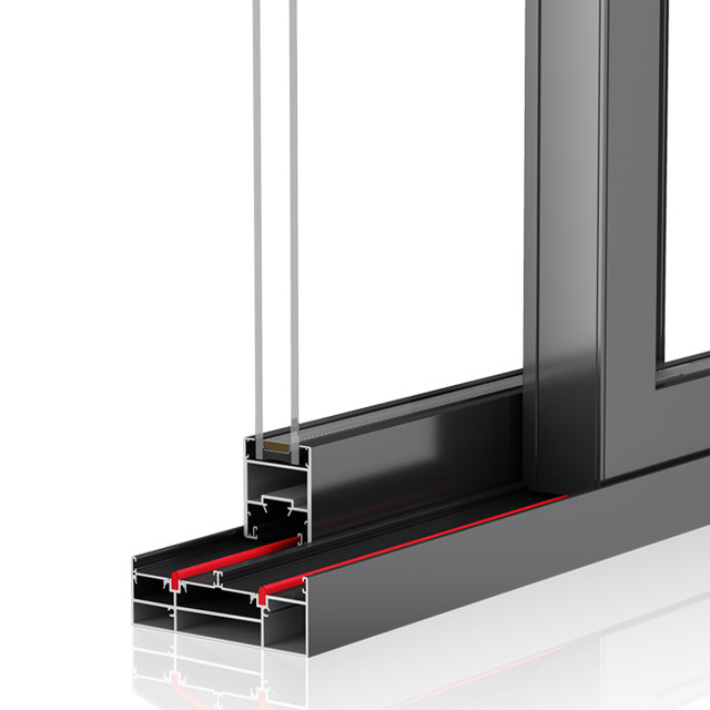 Soundproof Energy Saving Black Aluminum Sliding Door 3mm With Stainless Steel Track