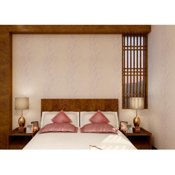 Asian Style Embossed White Wallpaper , Waterproof Leaf Pattern Wallpaper