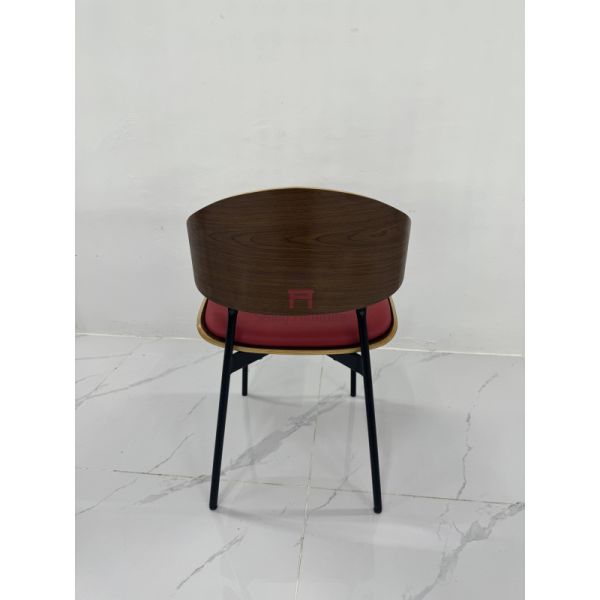 Metal Restaurant Chair, Modern Plywood Upholstered Dining Chair for Commercial & Home Dining