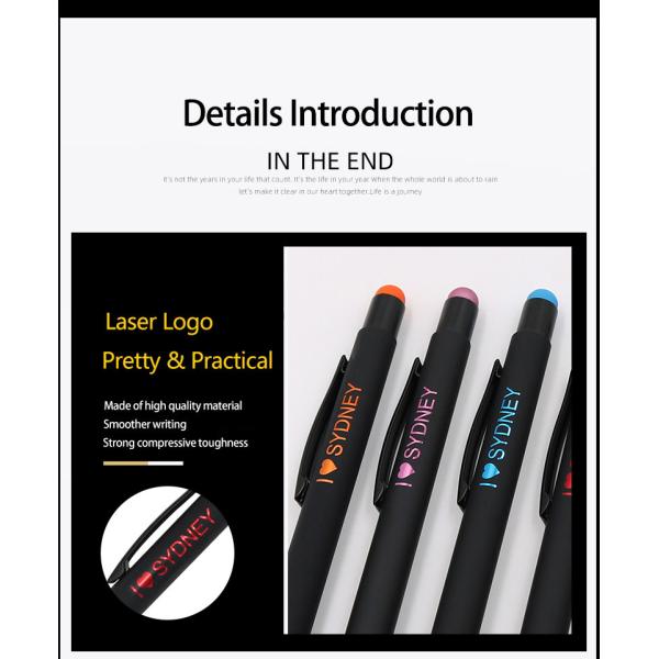 En gros Logo personnalisé stylo à écran tactile en métal stylo à bille en caoutchouc doux