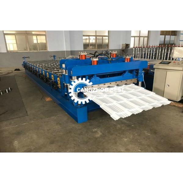 Chain Drive Roof Tile Roll Forming Machine With Hydraulic Pressing Cutting Devices
