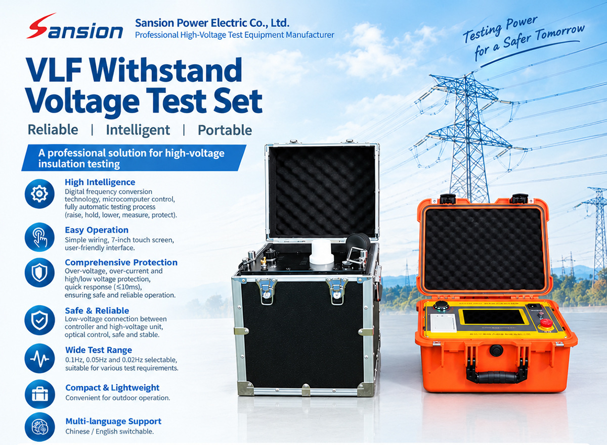 30kV Ultra Low Frequency High Voltage AC Hipot Test Set with Touch Screen Automatic Testing and Multiple Protection