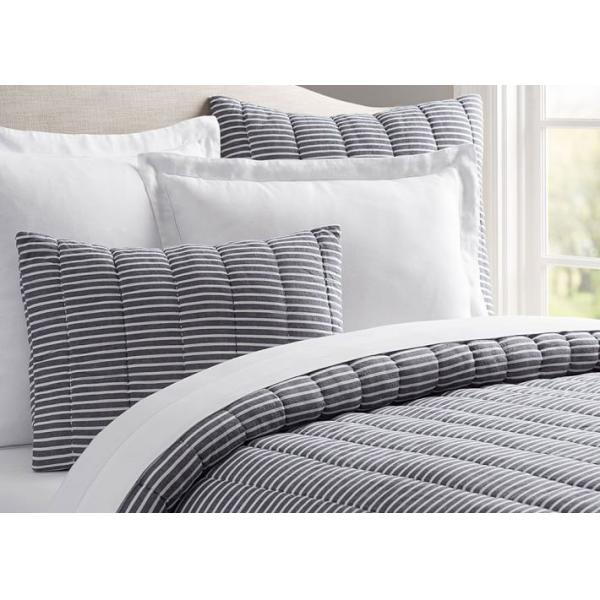 3pcs Mini Stripe Bedspreads And Coverlets Solid Embroidered Cotton Bed Coverlets