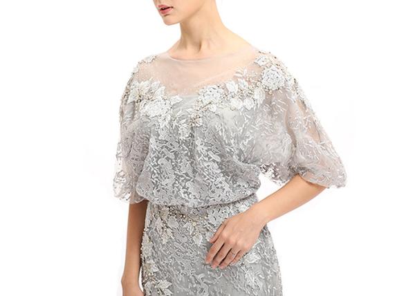 Grey Color O Neck Middle East Evening Dresses Floor Length / Party Dresses For Women