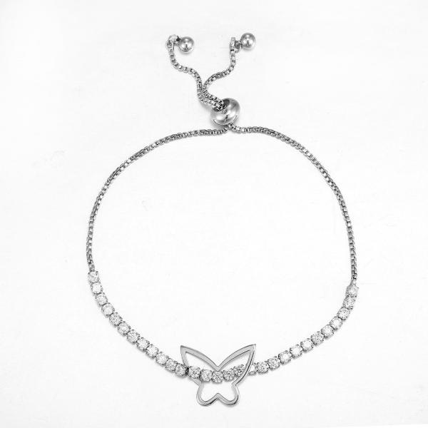 Браслет Moonstone браслета 9.79g CZ бабочки 925 серебряный стерлинговый серебряный