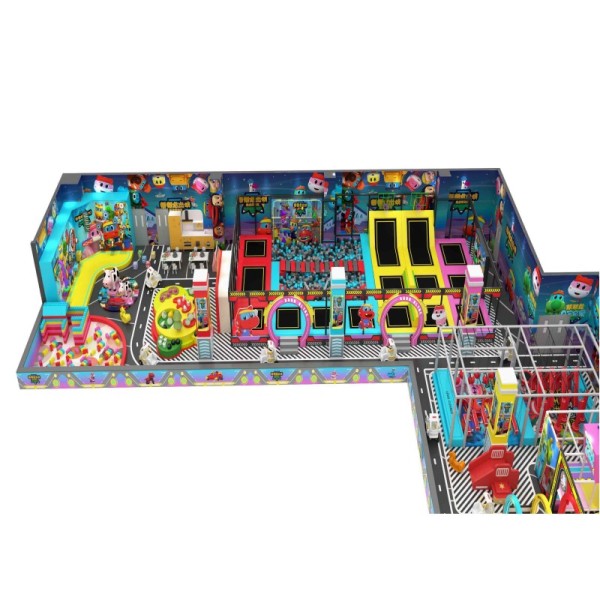 Custom Macaron Play Kids Indoor Play Structure Castle Maze Slide Trampoline for Home Villa