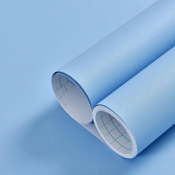 Blue Solid Color Self-Adhesive PVC Film Matte Embossed- Peel And Stick For Furniture Covering
