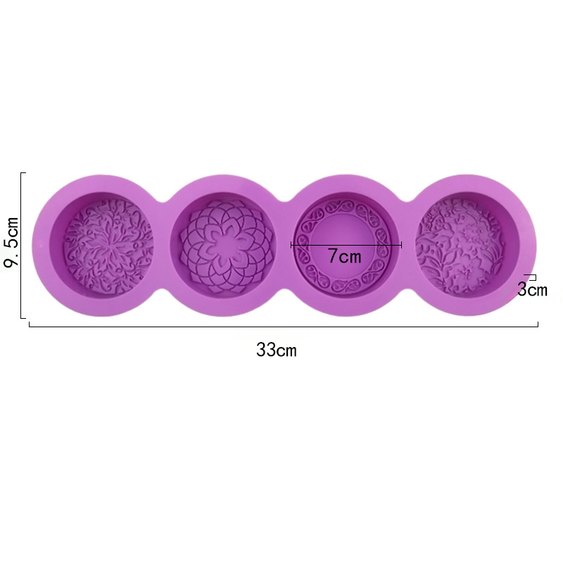 Cake Tools Ideas Disposable 4-Cavity Silicone Oval Soap Mold Mixed Flower Patterns Customizable DIY Tool for Easy Demoulding