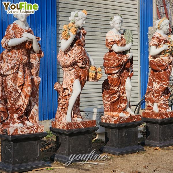 Modern Outdoor Garden Red Life Size Marble Statues Four Season Statue