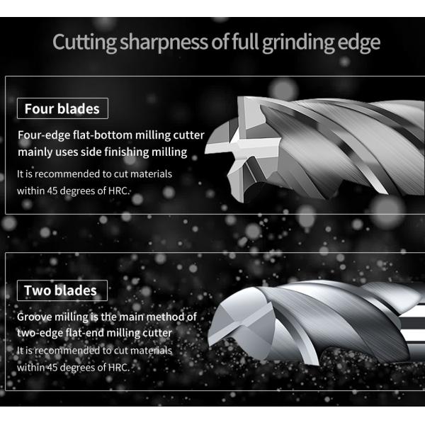 HRC50/55/60/65 4 Flute Carbide End Mill 3mm - 12mm Diameter For Stainless Steel