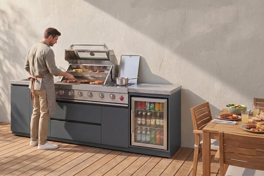 Integrated Outdoor Kitchen Set With Aluminum Modular Cabinets Prefab Barbeque Islands