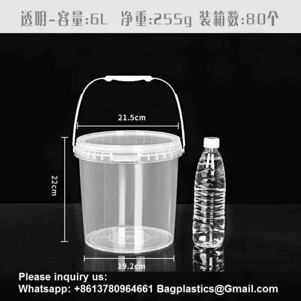 Bucket With Lid, Clear Bucket, Plastic Food Storage Container, Ice Cream Bucket, Reusable Container, Plastic Bucket, Tub With Lid, Storage Container, Round Plastic Pail, BPA Free, Pail With Handle