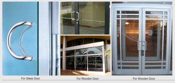 Dia. 32mm tub curved design gate handles brass / SUS exterior door handles set W-DH606 glass shower door  handle