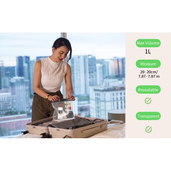 Quart Size Zipper Bags- Triple-sealed Seam Leakproof Clear Cosmetic Bag for Liquids & Makeup- Portable Travel Size