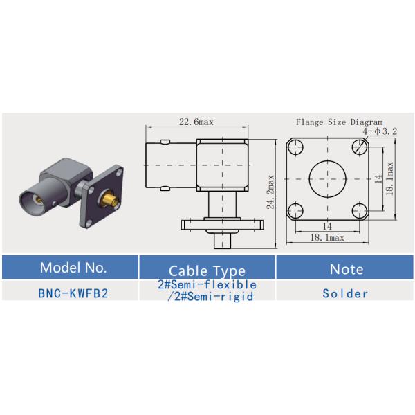 BNC Female Right Angle Flange Mount RF Connector для 2# полугибкого / жесткого кабеля